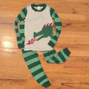 Hanna Andersson Size 5 Green Striped Dragon Pajamas